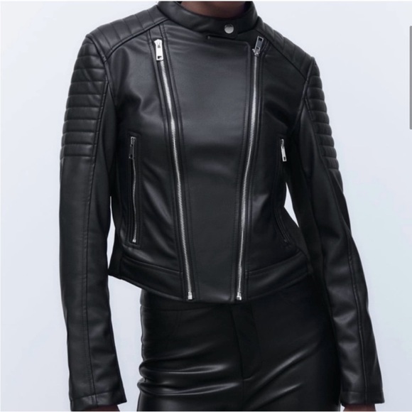 Zara Vegan Leather Moto Jacket - Picture 6 of 11